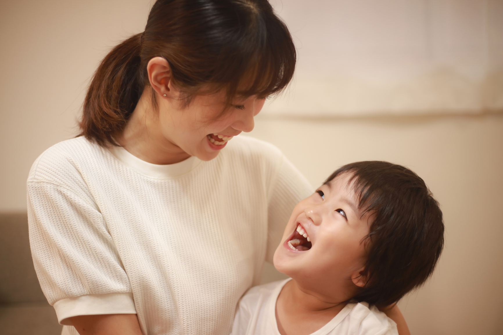 Smiley parent and child